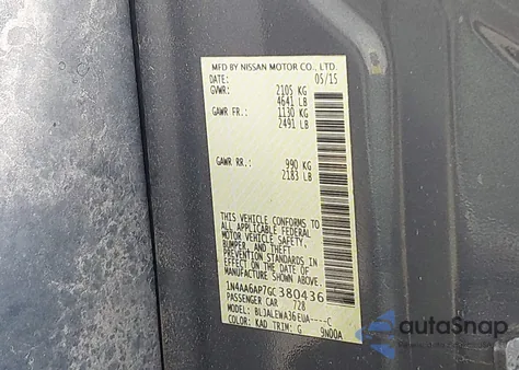 2016 Nissan Maxima 3.5 Sl из США, поврежденный, VIN 1N4AA6AP7GC380436